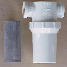 Low pressure strainer housing and mesh filter 